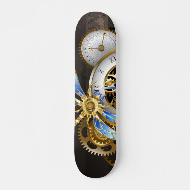 Skateboard Reloj de vapor con libélula mecánica (Anverso )
