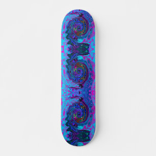 Skateboard Remolino abstracto retro groovy azul y púrpura
