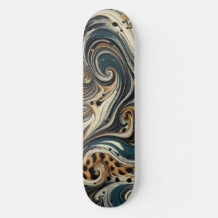 Skateboard Remolino de estampado de leopardo abstracto