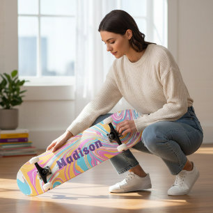 Skateboard Remolino de mármol moderno femenino nombre persona