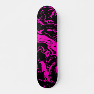Skateboard Remolinos abstractos rosa caliente negro