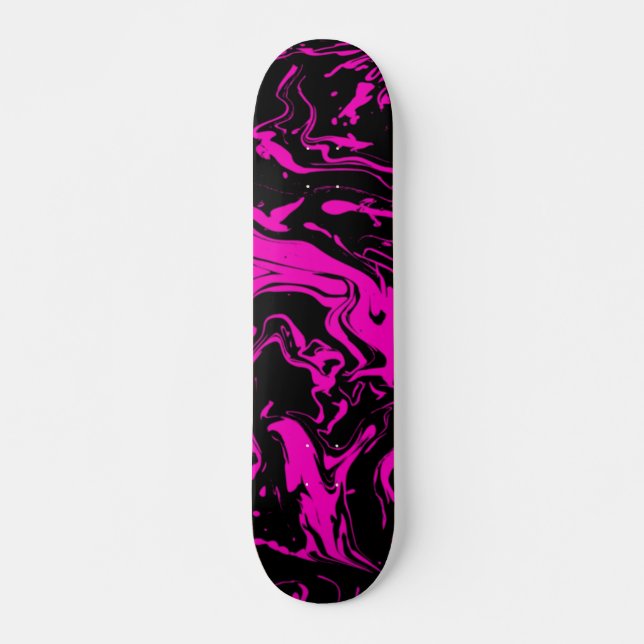 Skateboard Remolinos abstractos rosa caliente negro (Anverso )