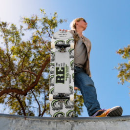 Skateboard Repiensa Reduce Reutiliza Recicla Salva la Tierra