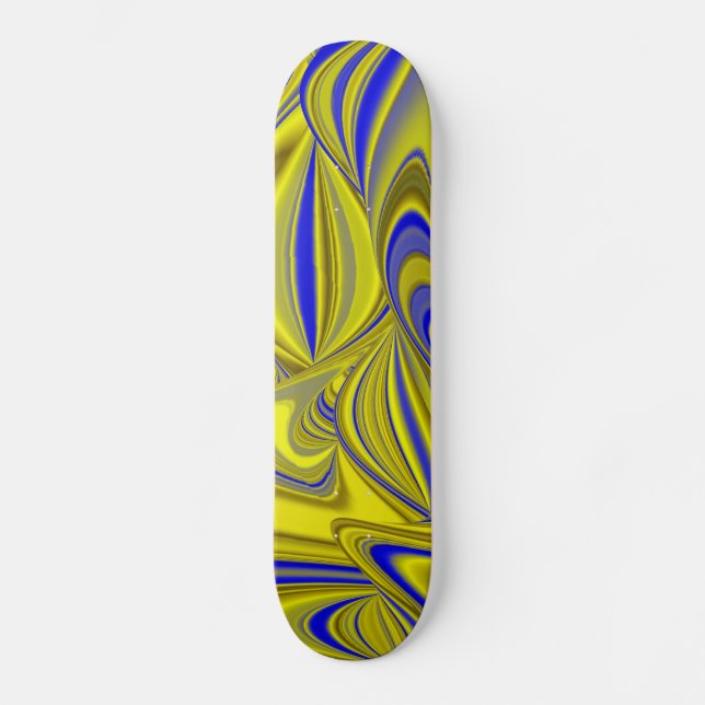 Skateboard Resumen 3D del azul amarillo dorado (Anverso)