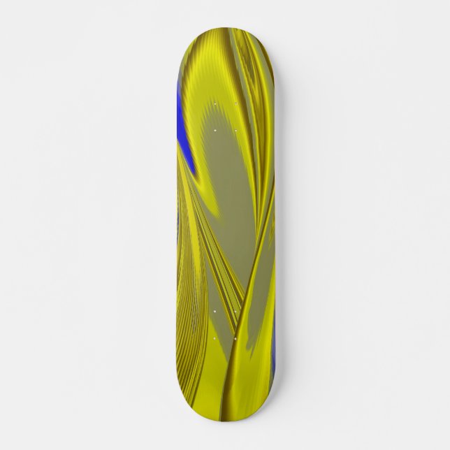 Skateboard Resumen 3D del azul amarillo dorado (Anverso )