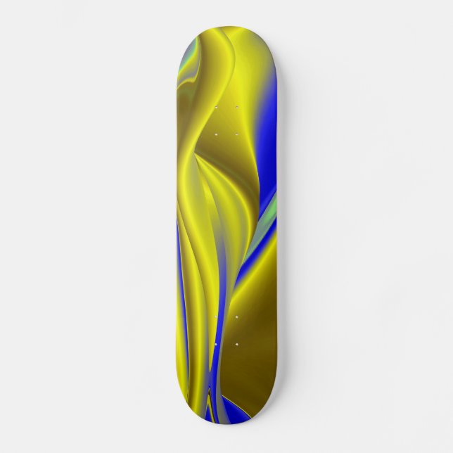 Skateboard Resumen 3D del azul amarillo dorado (Anverso)