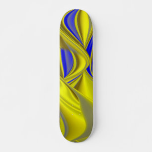 Skateboard Resumen 3D del azul amarillo dorado