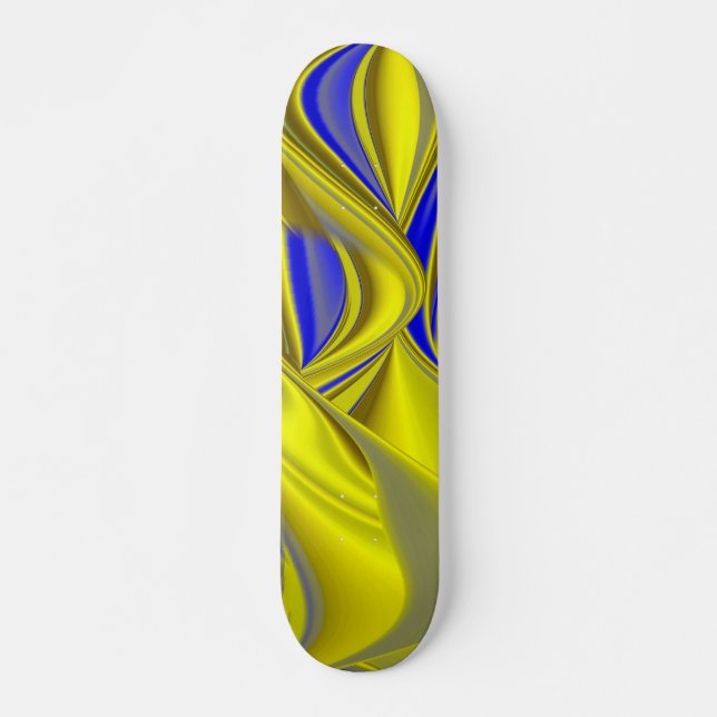 Skateboard Resumen 3D del azul amarillo dorado (Anverso )