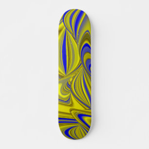 Skateboard Resumen 3D del azul amarillo dorado