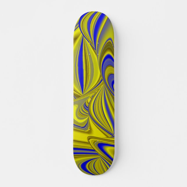 Skateboard Resumen 3D del azul amarillo dorado (Anverso )