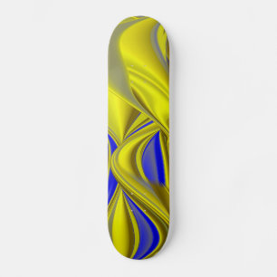 Skateboard Resumen 3D del azul amarillo dorado