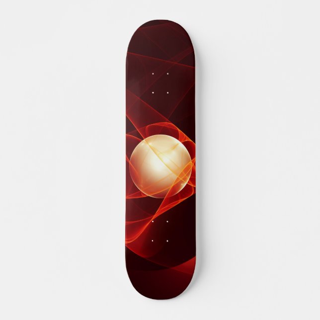 Skateboard Resumen arte fractal moderno de crema roja (Anverso )