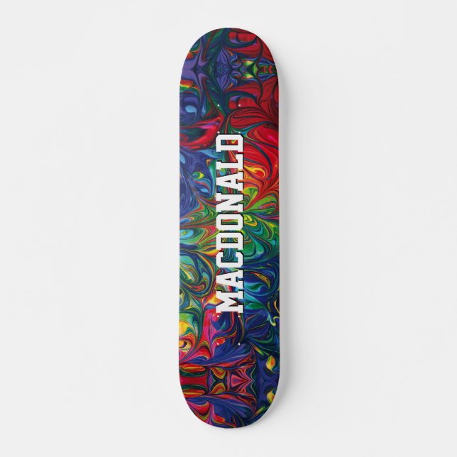 Skateboard Resumen azul colorido personalizado (Anverso )