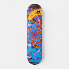 Skateboard Resumen azul groovy Arte digital espiral futurista