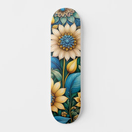 Skateboard Resumen Azul lindo Diseño de girasol Wide Street