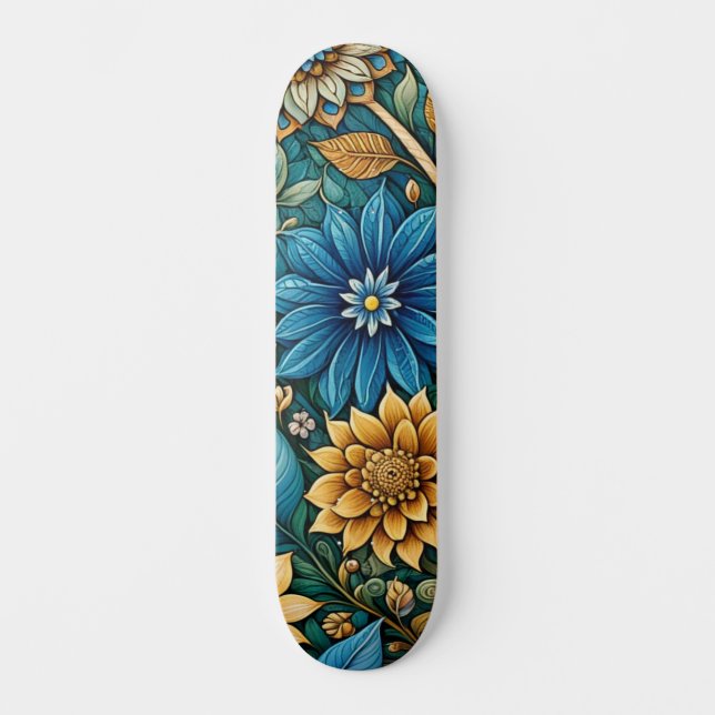 Skateboard Resumen Azul lindo Diseño de girasol Wide Street (Anverso)