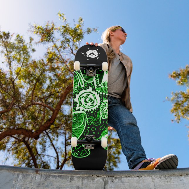 Skateboard Resumen blanco verde negro (Exterior 1)