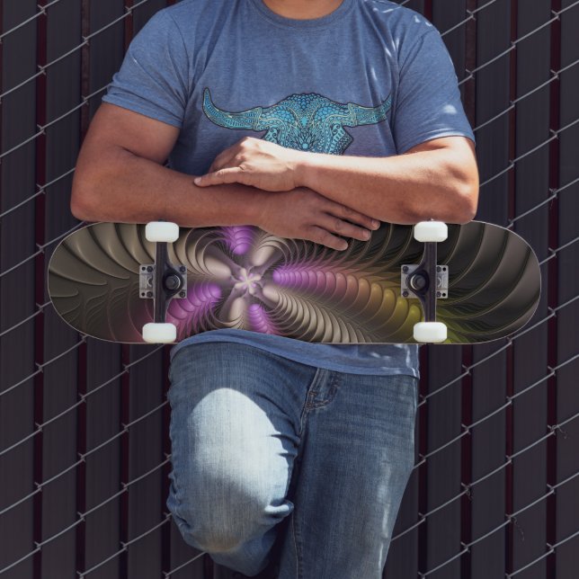 Skateboard Resumen brillante Trippy Colorido arte fractal 3D (Exterior 3)