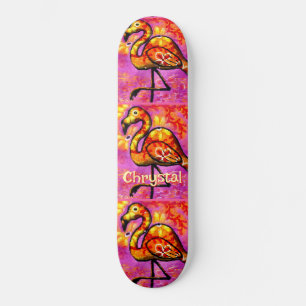 Skateboard Resumen caprichoso Flamingo Ave Personalizado