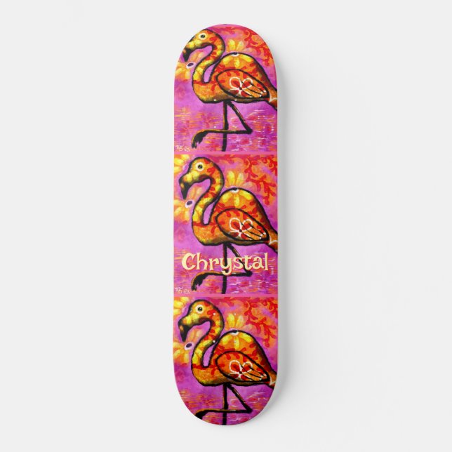 Skateboard Resumen caprichoso Flamingo Ave Personalizado (Anverso)