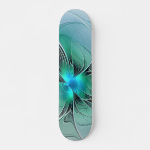 Skateboard Resumen Con Arte Fractal Azul Y Moderno