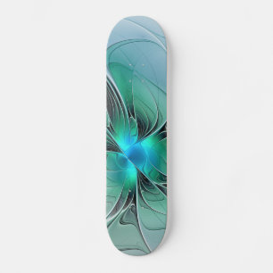 Skateboard Resumen Con Arte Fractal Azul Y Moderno