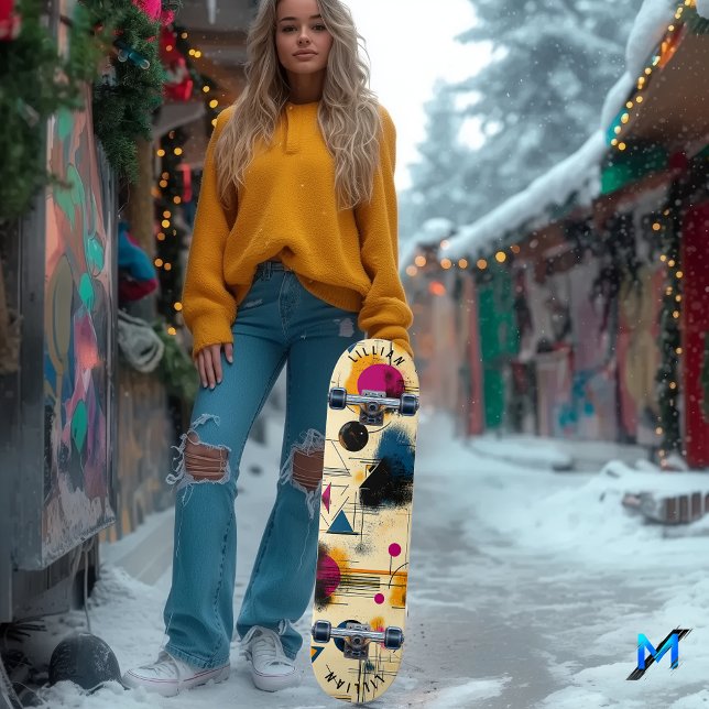 Skateboard Resumen contemporáneo geométrico y formas dinámica (Subido por el creador)