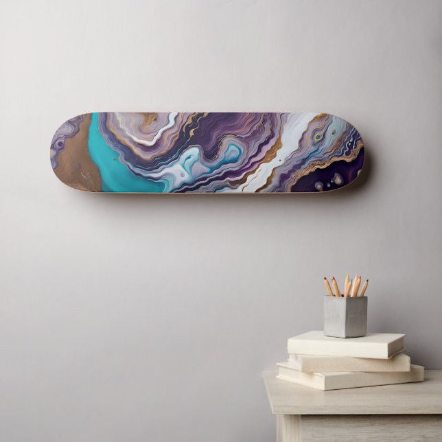 Skateboard Resumen de acitismo y turquesa (Arte de pared (horz))