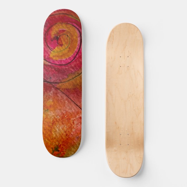Skateboard Resumen de arte de acuarela y patrón de Bonito de  (Anverso)