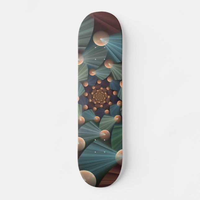 Skateboard Resumen de arte fractal con pizarra marrón profund (Anverso)