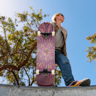 Skateboard Resumen de colores de cerezo de arte fractal flora