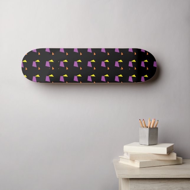 Skateboard Resumen de formas geométricas sobre negro (Arte de pared (horz))