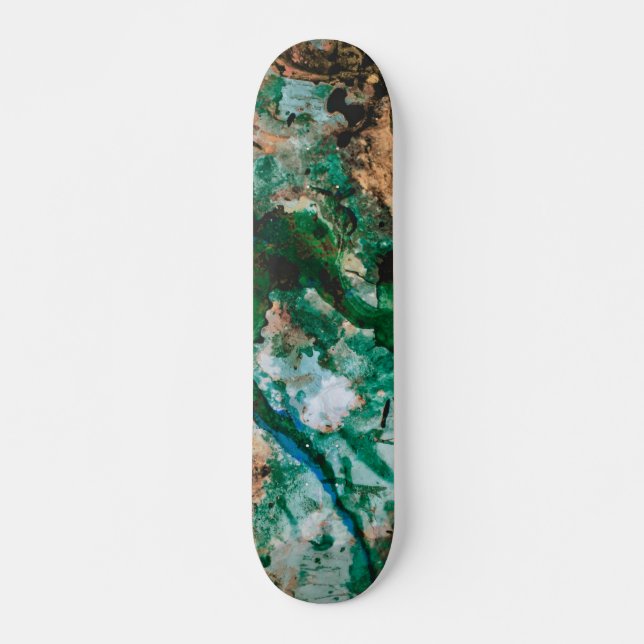 Skateboard Resumen de Geode de Cristal Verde Moss Agate (Anverso )