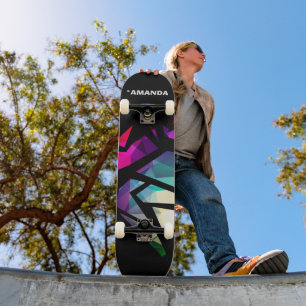 Skateboard Resumen de graffiti poligonal moderno geométrico