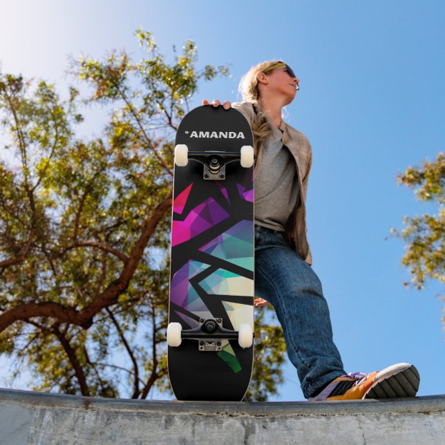 Skateboard Resumen de graffiti poligonal moderno geométrico (Exterior 1)