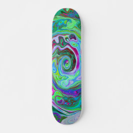 Skateboard Resumen de Groovy Swirl Retro Green, Red and Magen