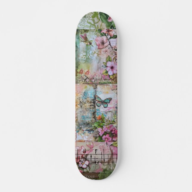 Skateboard Resumen de Guay Arte Floral Vintage (Anverso )