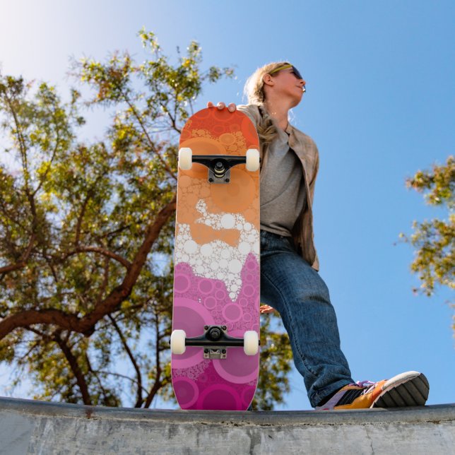Skateboard Resumen de la bandera del Orgullo Lesbiano (Exterior 1)