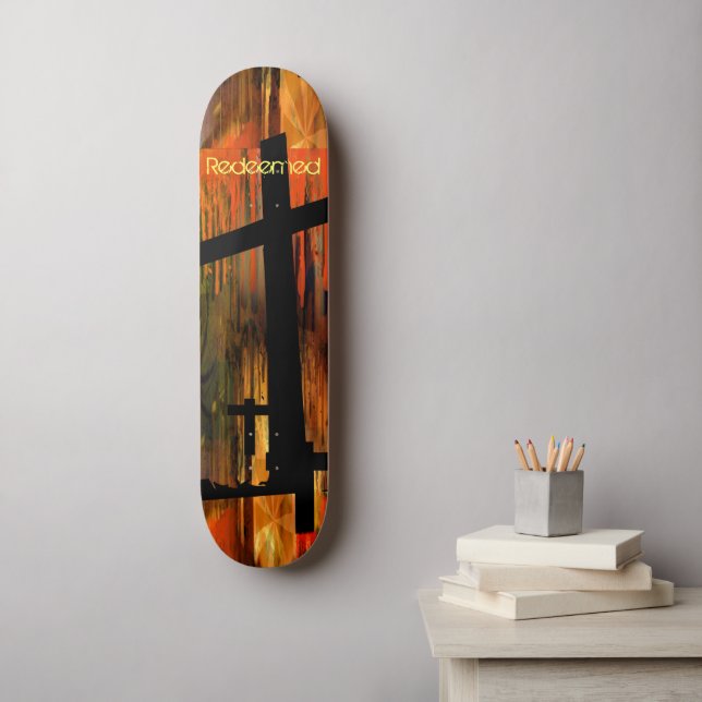 Skateboard Resumen de la cruz cristiana redimida (Arte de la pared)