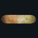 Skateboard Resumen de la pintura de silueta sobre fondo de Ta<br><div class="desc">El fondo de este cuadro de Jennifer Goldberger parece una mesa con una grieta forjada. También hay una silueta abstracta de una flor pintada de blanco que apenas domina el fondo marrón.</div>