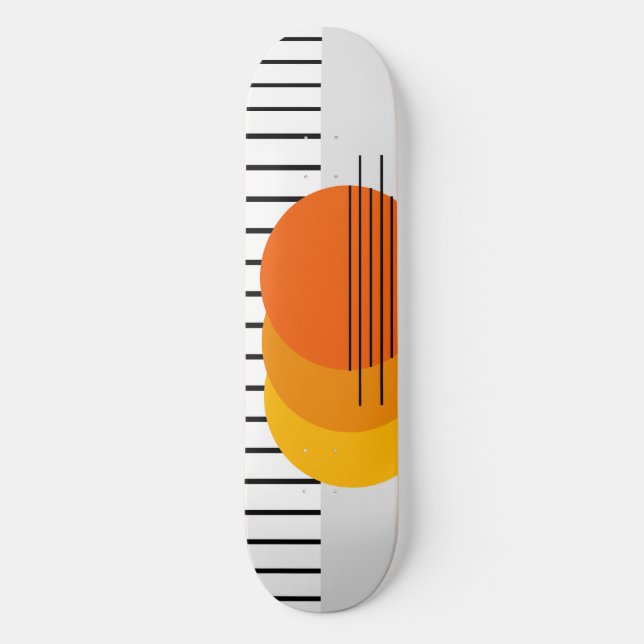 Skateboard Resumen de la puesta de sol blanco negro Naranja a (Anverso)