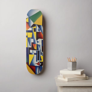 Skateboard Resumen de la tabla de patinaje con retrato cubist