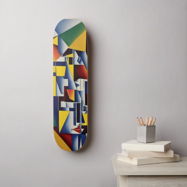 Skateboard Resumen de la tabla de patinaje con retrato cubist (Arte de la pared)