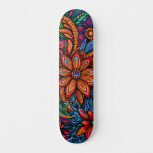 Skateboard Resumen de las flores retro inspiradas en el arte 