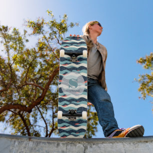 Skateboard Resumen de líneas onduladas con puntos de copo de 