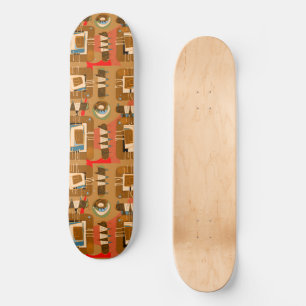 Skateboard Resumen de Matriz étnica - Terracota Verde azulada