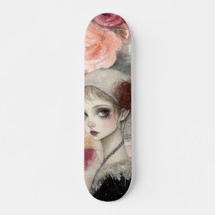 Skateboard Resumen de medios mixtos de Chica Grunge con probl