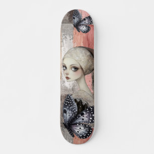 Skateboard Resumen de medios mixtos de Chica Grunge con probl