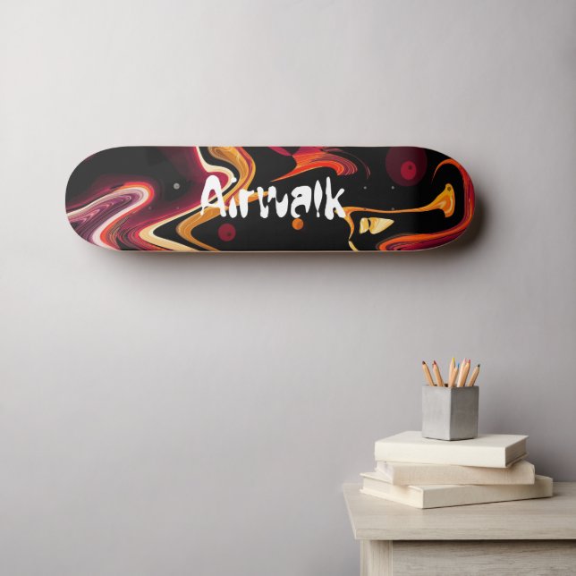 Skateboard Resumen de pintura de gravedad cero en Naranja y n (Arte de pared (horz))