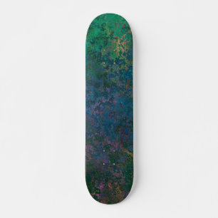Skateboard Resumen de tinta verde oscuro y azul de alcohol